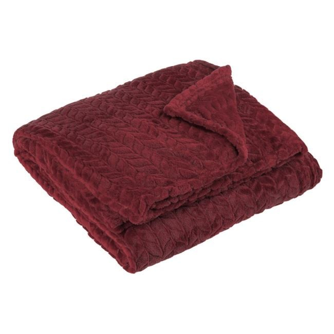Patura Catifelata Bordo cu Model Impletit 220x150cm [2]