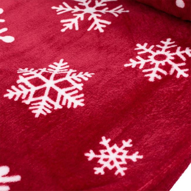 Patura Decorativa de Craciun Catifelata Bordo Fulgi Albi 220x150cm [2]