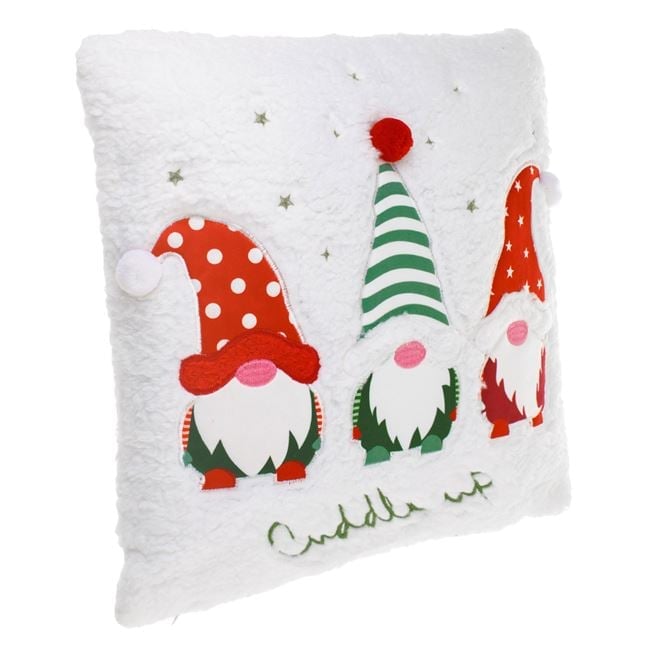 Perna Decorativa de Craciun Alba Sherpa Figurine Gnome pentru Canapea 40x40cm [4]