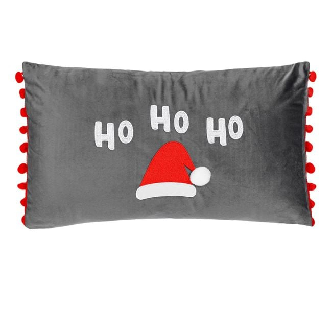 Perna Decorativa de Craciun Antracit cu Caciula lui Mos Craciun & Pompon 50x30cm [2]