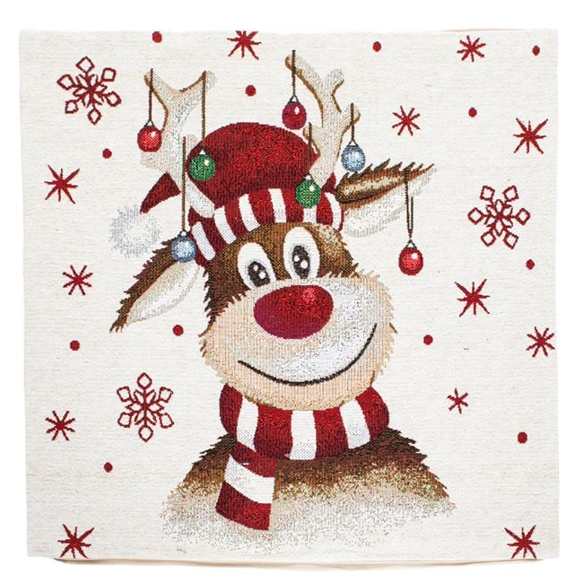 Perna Decorativă de Crăciun Cerb cu Lurex Argintiu 40x40cm [2]