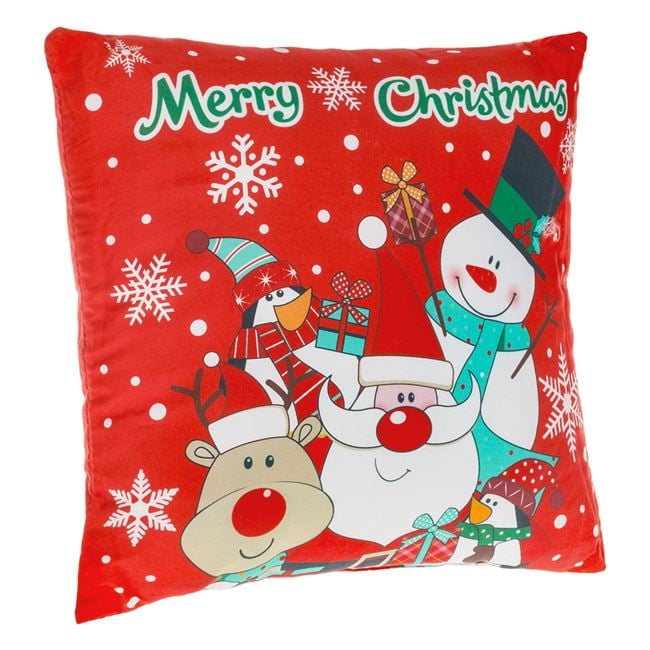 Perna Decorativa de Craciun pentru Copii cu Model Mos Craciun Om de Zapada & Prietenii 30x30cm [2]