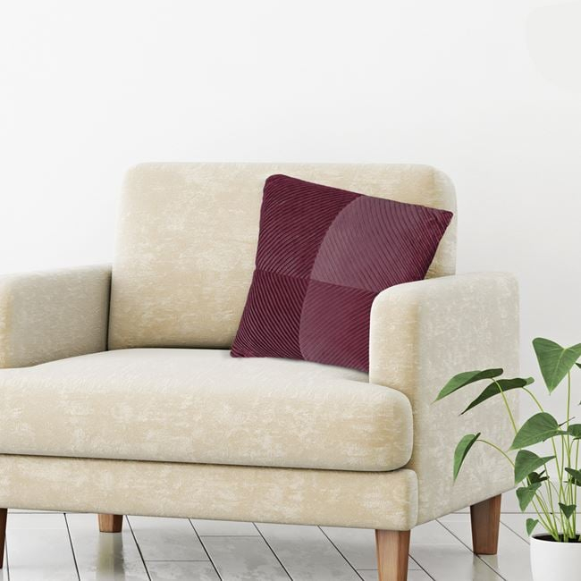 Perna Decorativa de Iarna Bordo Velvet cu Dungi Reliefate 45x45cm [2]