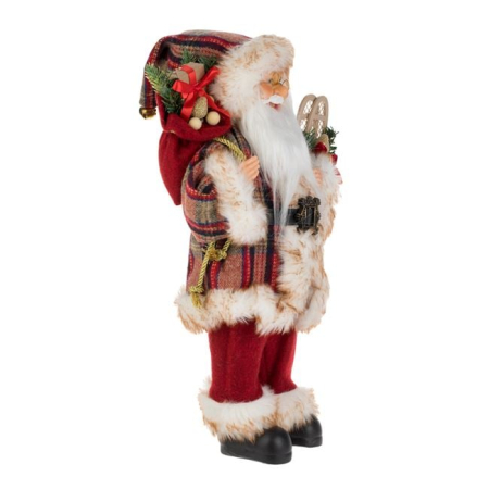Figurina Decorativa Mos Craciun cu Costum in Carouri 45cm [1]