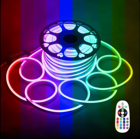 Instalatii Liniare Tip Rola - Furtun Led Gros 20m cu Telecomanda 12 Culori Multicolor si Reglare Intensitate