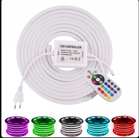 Furtun Led Gros 20m cu Telecomanda 12 Culori Multicolor si Reglare Intensitate [1]