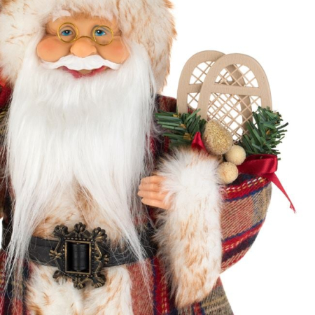 Figurina Decorativa Mos Craciun cu Costum in Carouri 45cm [2]