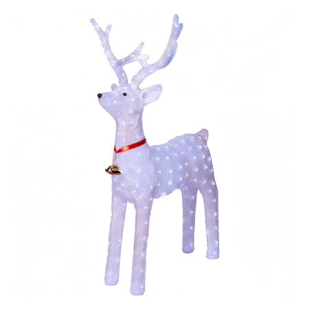 Ornamente Craciun - Decorațiune Exterior Crăciun Ren Acrilic 130cm cu Lumini LED Alb Rece