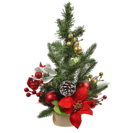 Brazi Artificiali de Masa - Brad Artificial Decorativ de Masa cu Craciunite Pomusoare 40cm