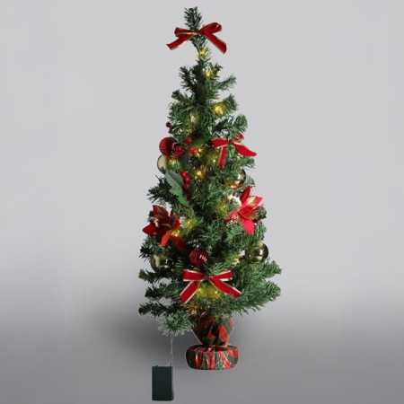 Brad Decorativ de Craciun cu Globuri Craciunite & 40 de Becuri LED - 90cm [1]