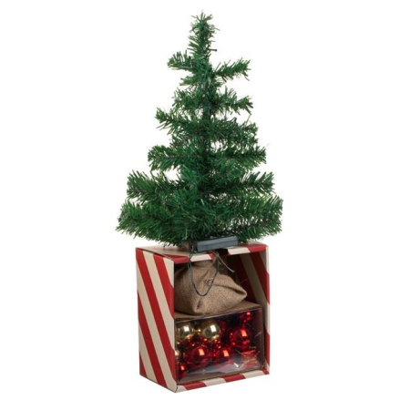 Brazi Artificiali de Masa - Brad de Craciun cu Globuri & Lumina 50cm