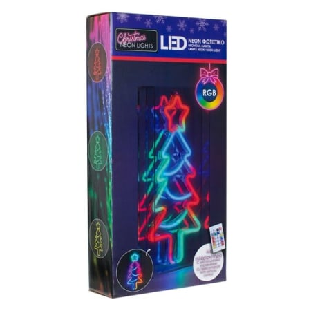 Brad de Craciun cu LED Neon & Telecomanda 15x30cm - Multicolor [4]