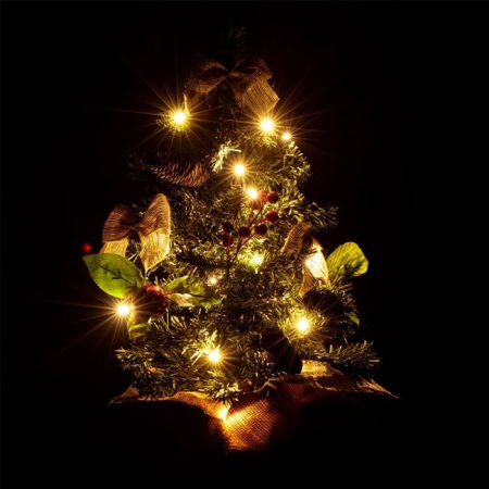 Brad de Craciun Decorativ de Masa cu 20 de LED-uri Conuri cu Baterii & Suport - 50cm [3]