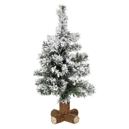 Brazi Artificiali de Masa - Brad de Craciun pentru Masa cu 50 de Ramuri si Baza din Lemn - 40cm