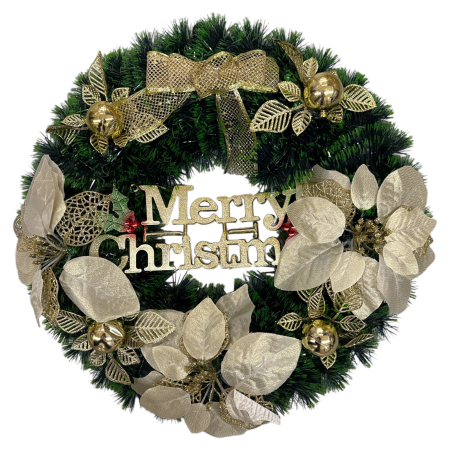 Ornamente Craciun - Coroană Decorativă Crăciun 50x50cm – Ghirlandă Verde pentru Ușă și Perete