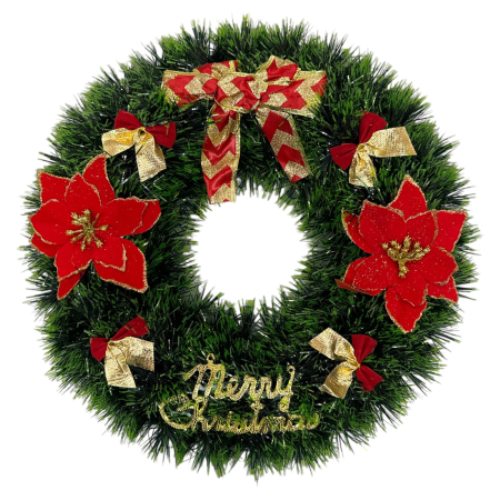 Ornamente Craciun - Coroniță Decorativă Crăciun 40x40cm – Ghirlandă Verde pentru Ușă și Perete