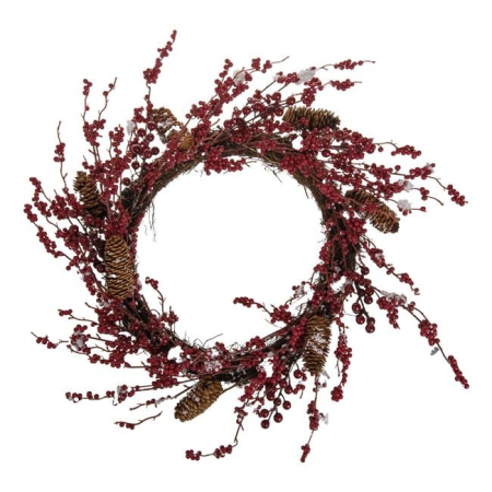 Ornamente Craciun - Coronita Decorativa de Craciun cu Pomusoare Ninse Conuri Ramuri Ø60m