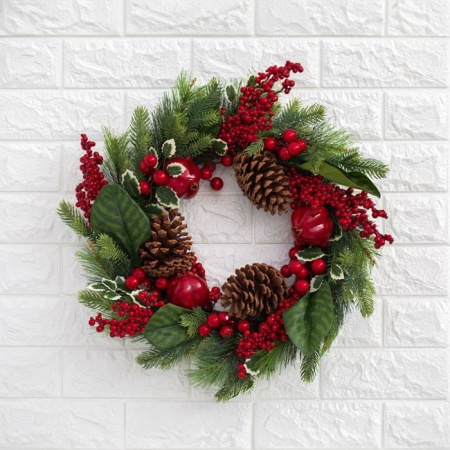 Coronita Decorativa de Craciun cu Pomusoare Rodii Conuri 50cm [1]