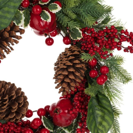 Coronita Decorativa de Craciun cu Pomusoare Rodii Conuri 50cm [2]