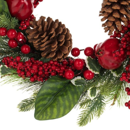 Coronita Decorativa de Craciun cu Pomusoare Rodii Conuri 50cm [3]