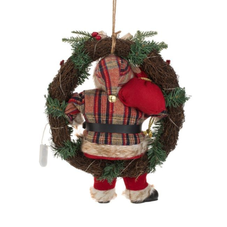 Coronita Decorativa din Lemn cu Mos Craciun & LED 45cm [4]