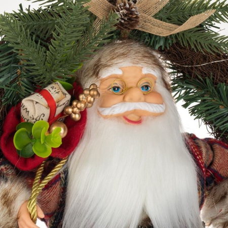 Coronita Decorativa din Lemn cu Mos Craciun & LED 45cm [3]