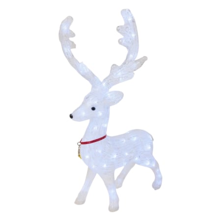 Ornamente Craciun - Decorațiune Exterior Crăciun Ren Acrilic 80x96cm cu Lumini LED Alb Rece