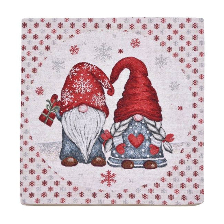 Fată de Pernă Decorativă de Crăciun Gnome cu Lurex Argintiu 40x40cm [1]