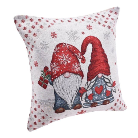 Perne de craciun - Fată de Pernă Decorativă de Crăciun Gnome cu Lurex Argintiu 40x40cm