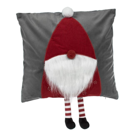 Perne de craciun - Fata de Perna Decorativa de Craciun Gnome cu Picioare Lungi si Blana, 40x40 cm