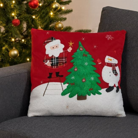 Față de Pernă Decorativă de Crăciun Roșie cu Model, 45x45 cm [1]