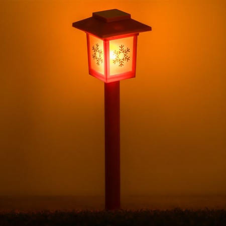 Instalatii Solare Exterior - Felinar Solar Stic de Craciun Rosu Fulgi de Zapada Negri cu Efect de Flacara 38cm