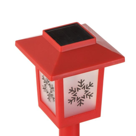 Felinar Solar Stic de Craciun Rosu Fulgi de Zapada Negri cu Efect de Flacara 38cm [2]