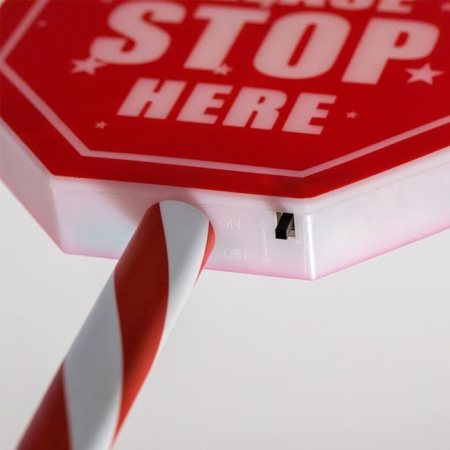 Felinar Solar Stick de Craciun cu Panou Rosu Alb "Santa Please stop here" 46cm [2]