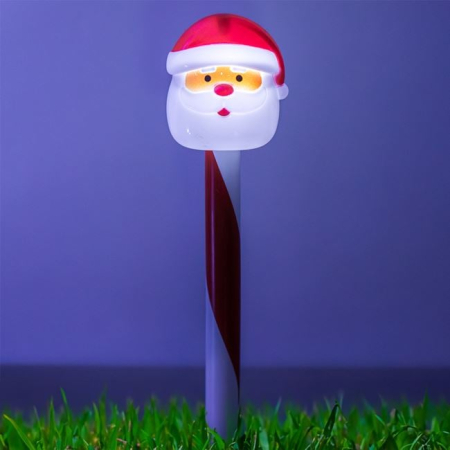 Instalatii Solare Exterior - Felinar Solar Stick de Craciun Om de Zapada / Mos Craciun Rosu Alb 36cm