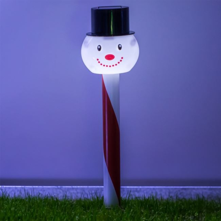 Felinar Solar Stick de Craciun Om de Zapada / Mos Craciun Rosu Alb 36cm [1]