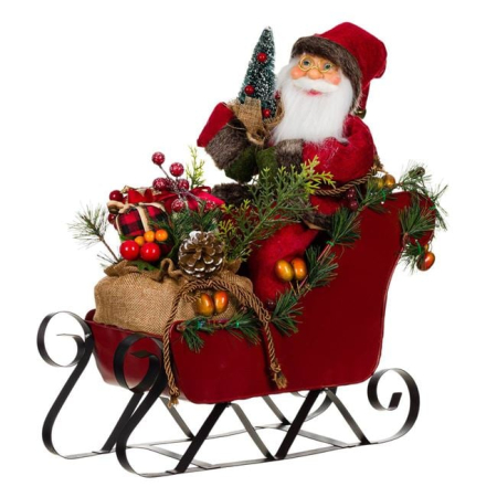 Figurine Mos Craciun - Figura Decorativa Mos Craciun cu Sanie 40cm