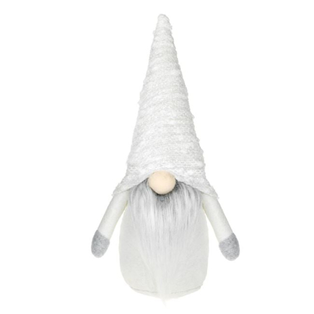 Figurina Decorativa de Craciun Gnome Gri Alb Rosu Caciula Tricotata 28cm [1]