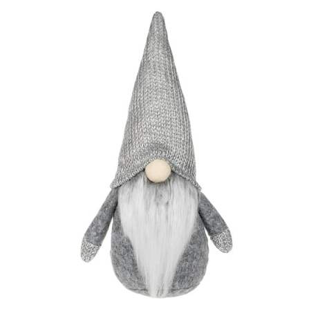 Figurina Decorativa de Craciun Gnome Gri Alb Rosu Roz Lurex Argintiu 28cm [3]
