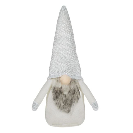 Figurina Decorativa de Craciun Gnome Gri Alb Rosu Roz Lurex Argintiu 28cm [1]