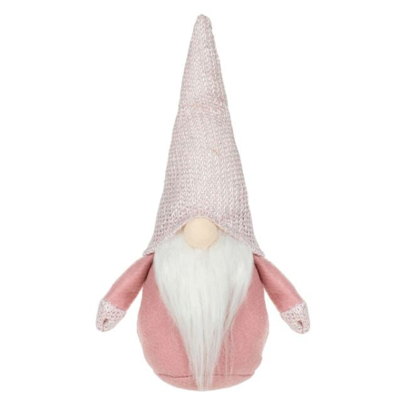 Figurine Gnome Mos Craciun - Figurina Decorativa de Craciun Gnome Gri Alb Rosu Roz Lurex Argintiu 28cm