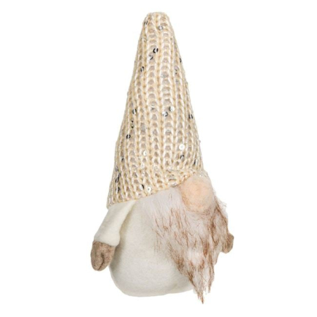 Figurina Decorativa Gnome de Craciun Caciula Ecru cu Paiete 15cm [1]