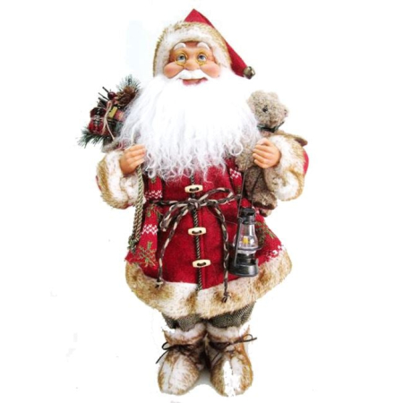 Figurine Mos Craciun - Figurina Decorativa Mos Craciun cu Felinar & Ursulet 45cm