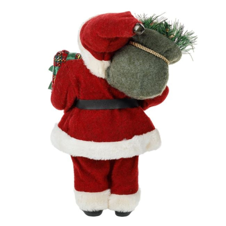 Figurina Decorativa Mos Craciun cu Sac Cadou Rosu Caro 30cm [3]