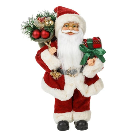 Figurine Mos Craciun - Figurina Decorativa Mos Craciun cu Sac Cadou Rosu Caro 30cm