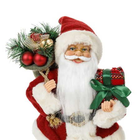 Figurina Decorativa Mos Craciun cu Sac Cadou Rosu Caro 30cm [2]