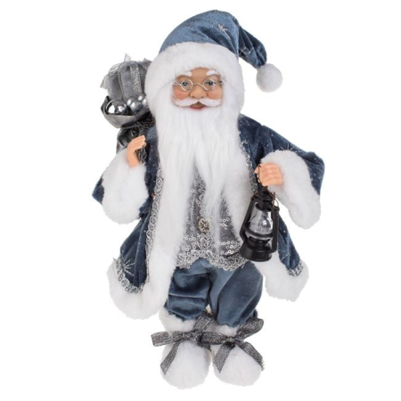 Figurine Mos Craciun - Figurina Decorativa Mos Craciun cu Sac & Felinar 31cm