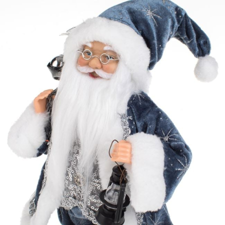 Figurina Decorativa Mos Craciun cu Sac & Felinar 31cm [2]