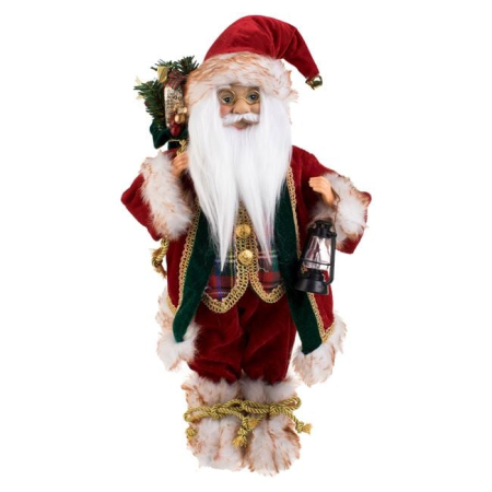 Figurine Mos Craciun - Figurina Decorativa Mos Craciun cu Sac & Felinar 45cm