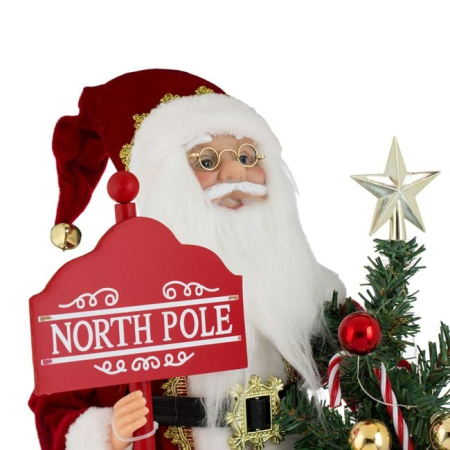 Figurina Decorativa Mos Craciun cu Sac Tablita & LED 50cm [3]